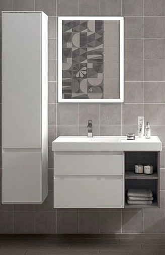 Тумба-умывальник подвесная Kerama Marazzi Cubo 90 белый глянец/ментс CU.90Lh\WHT+CU.wb.90Lh