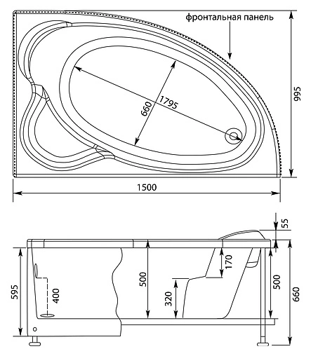 Ванна акриловая Aquanet Mayorca 150x100 R 00204009