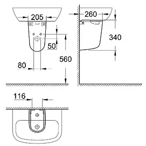 Полупьедестал Grohe Bau Ceramic белый 39426000 Полупьедестал Grohe Bau Ceramic белый 39426000, 2