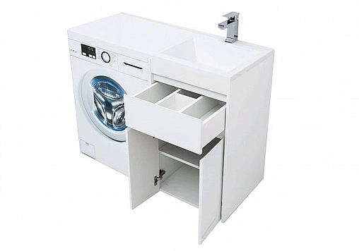 Тумба-умывальник напольная над стиральной машиной Aquanet Токио 110 R белый 00236916+00235498
