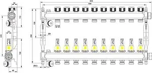 Группа коллекторная с расходомерами 10 отводов 1&quot;нг x ¾&quot;ек TECEfloor SLQ 77310010, 2