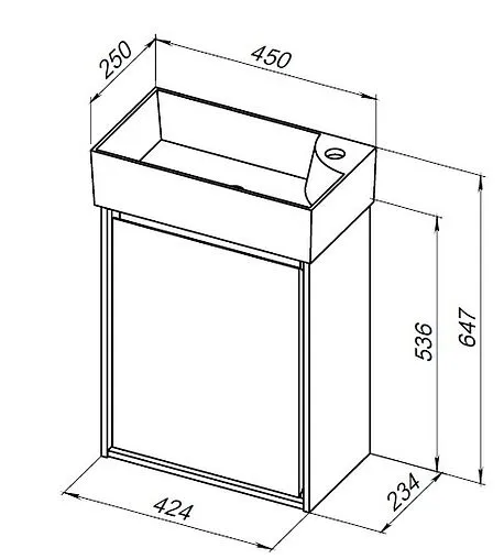 Тумба под умывальник подвесная Aquanet Милан 45 белый глянец 00339962