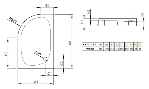 Поддон для душа Radaway Patmos E 4P81155-03P