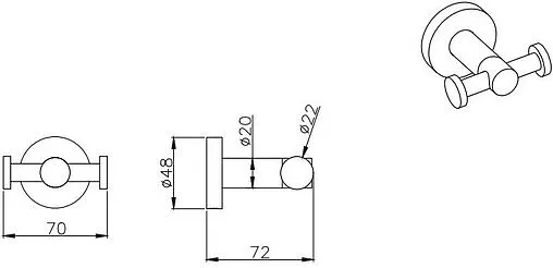 Крючок двойной Aquatek Вега чёрный матовый AQ4002MB