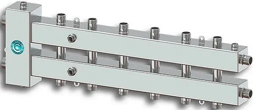 Распределительный коллектор 7 контуров с гидрострелкой 1¼&quot;н x 1&quot;н Север-М7(Aisi) 1915052