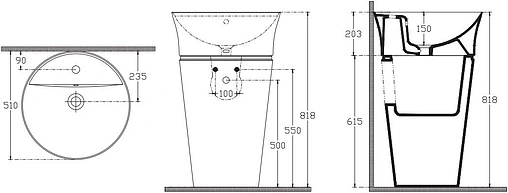 Раковина ISVEA Azur 51 платина/белый 10SYS1003