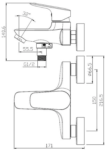 Смеситель для ванны SMARTsant Фалькон хром SM283503AA
