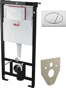 Инсталляция для подвесного унитаза Set 4 в 1 AlcaPlast Sadromodul AM101/1120+M70-001 с кнопкой белый глянцевый Инсталляция для подвесного унитаза Set 4 в 1 AlcaPlast Sadromodul AM101/1120+M70-001 с кнопкой белый глянцевый, 1