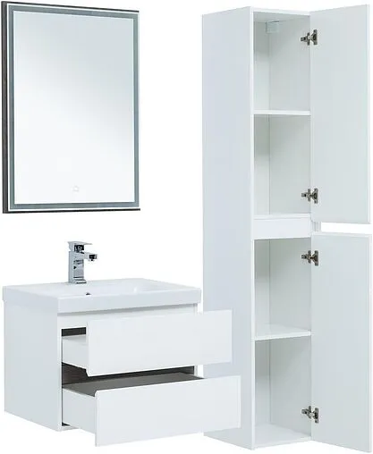 Тумба под умывальник подвесная Aquanet Беркли 60 белый/дуб рошелье 00254289