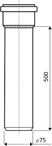 Труба канализационная внутренняя D=75мм L=500мм Ostendorf HTEM 113020