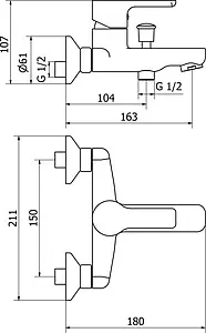 Смеситель для ванны Cezares Dolce хром DOLCE-VM-01-Cr, 2