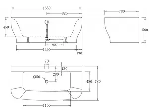 Ванна акриловая BelBagno 165x78 белый/панель черный матовый BB74-NERO, 2