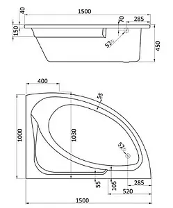 Ванна акриловая Santek Гоа 150x100 R 1WH112032 Ванна акриловая Santek Гоа 150x100 R 1WH112032, 2