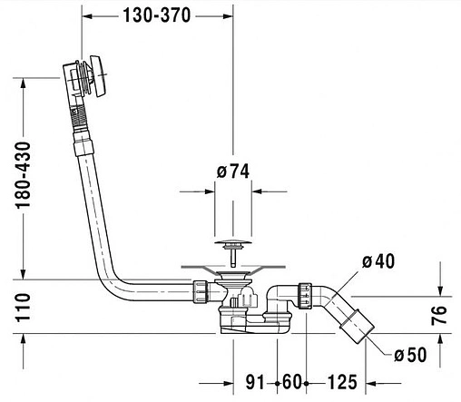 Слив-перелив для ванны Duravit хром 791245000001000