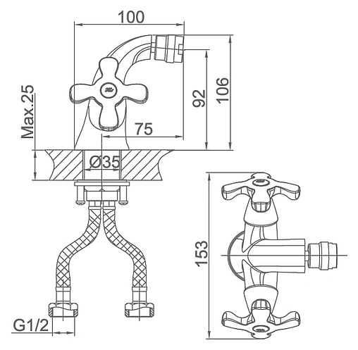 Смеситель для биде D&amp;K Lorsch Hessen хром DA1412201