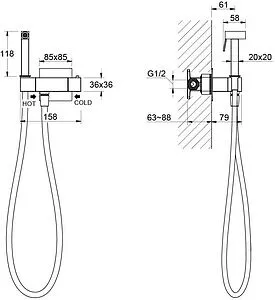 Гигиенический душ с термостатом Aquatek Либра хром AQ1028CR, 2