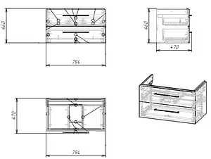 Тумба-умывальник подвесная Cersanit Lara 80 белый 64137+, 2