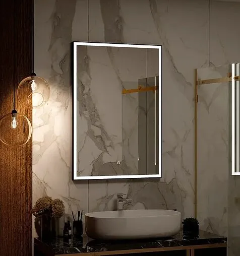 Зеркало с подсветкой Continent Frame Black Led 70x100 чёрный ЗЛП616