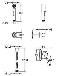 Гигиенический душ со смесителем Jacob Delafon Elate чёрный матовый E24610-BL, 2