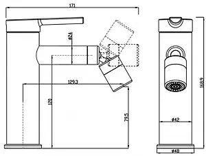 Смеситель для биде Swedbe Diana чёрный матовый 1040В, 2