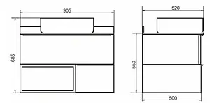 Тумба-умывальник подвесная Comforty Штутгарт 90 дуб тёмно-коричневый/чёрный 00-00002868CF, 2