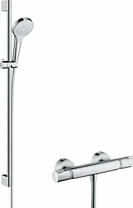 Душевая стойка с термостатом Hansgrohe Ecostat Comfort/Croma Select S 110 Vario 3jet 90см хром/белый 27014400 Душевая стойка с термостатом Hansgrohe Ecostat Comfort/Croma Select S 110 Vario 3jet 90см хром/белый 27014400, 1