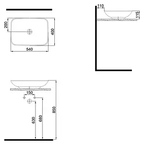 Раковина Bien Harmony 54 белый HRLG05401FD0W3000 Раковина Bien Harmony 54 белый HRLG05401FD0W3000, 2