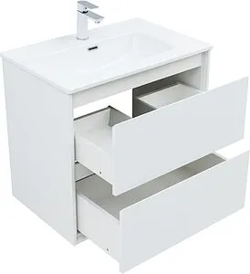 Тумба-умывальник подвесная Aquanet Милан 70 белый глянец 00336368+00284027, 4