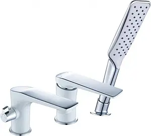 Смеситель на борт ванны на 3 отверстия Lemark Allegro белый/хром LM5945CW Смеситель на борт ванны на 3 отверстия Lemark Allegro белый/хром LM5945CW, 1