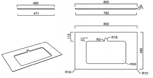 Столешница для раковин встраиваемых сверху Kerama Marazzi Plaza Classic PL2 80 монте тиберио натуральный PL2.SG507120R\80
