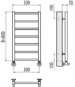 Полотенцесушитель водяной лесенка Terminus Контур П7 300х800 полированная сталь 4670078529633, 2