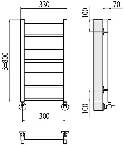 Полотенцесушитель водяной лесенка Terminus Контур П7 300х800 полированная сталь 4670078529633