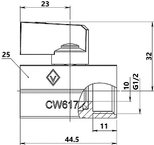Кран шаровый мини ½"в x ½"в Bugatti Kansas 08000015 Кран шаровый мини ½"в x ½"в Bugatti Kansas 08000015, 2
