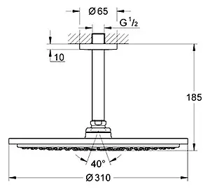 Лейка верхнего душа с потолочным креплением Grohe Rainshower Cosmopolitan хром 26057000 Лейка верхнего душа с потолочным креплением Grohe Rainshower Cosmopolitan хром 26057000, 2