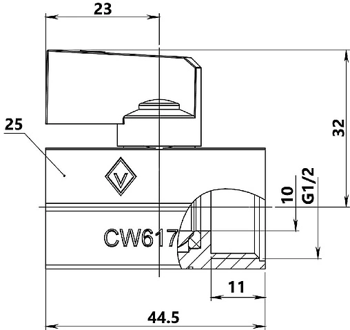 Кран шаровый мини ½"в x ½"в Bugatti Kansas 08000015