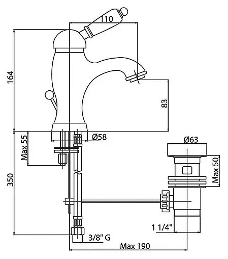 Смеситель для раковины Cezares Elite бронза ELITE-LSM1-02-Nc