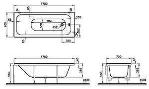 Ванна акриловая VitrA Optimum Neo 170x70 64530001000 Ванна акриловая VitrA Optimum Neo 170x70 64530001000, 2