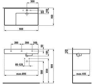 Раковина Laufen Kartell 90 L белый 8.1033.9.000.104.1 Раковина Laufen Kartell 90 L белый 8.1033.9.000.104.1, 2