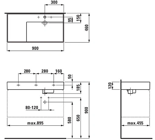 Раковина Laufen Kartell 90 L белый 8.1033.9.000.104.1