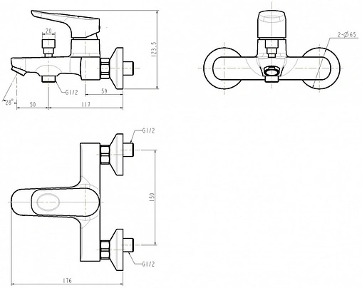 Смеситель для ванны Swedbe Ares хром 1930