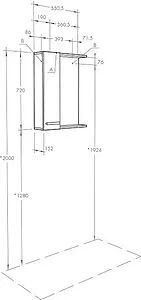 Шкаф-зеркало Aquaton Ронда PRO 55 L дуб соммерсет 1A208602RSC2L, 2