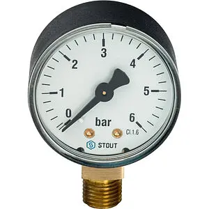 Манометр радиальный Stout 50мм 6 бар ¼" SIM-0010-500608 Манометр радиальный Stout 50мм 6 бар ¼" SIM-0010-500608, 1