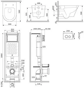 Комплект 6 в 1 Am.Pm Sense FlashClean IS110138.741701 с кнопкой черный матовый, 2