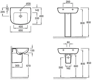 Раковина Jacob Delafon Odeon Up 60 белый E4736-00 Раковина Jacob Delafon Odeon Up 60 белый E4736-00, 2