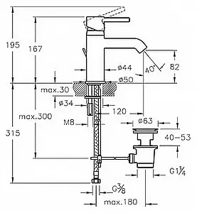 Смеситель для раковины VitrA Minimax S хром A41986EXP Смеситель для раковины VitrA Minimax S хром A41986EXP, 2