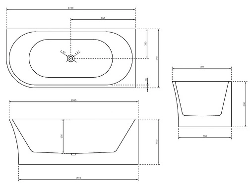Ванна акриловая Abber 170x78 R AB9257-1.7 R