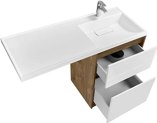 Тумба-умывальник напольная над стиральной машиной Aquaton Лондри 120 R дуб рустикальный/белый 1A2669K2LHDR0+