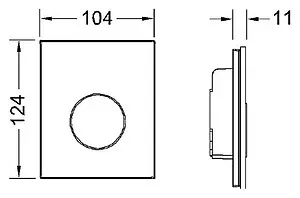 Клавиша смыва для писсуара TECEloop Urinal 9242658 кнопка/золото, панель/стекло черный, 2