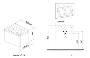 Тумба-умывальник подвесная Ravak 10° SD 65 L серый/белый X000000746+XJIL1165000 Тумба-умывальник подвесная Ravak 10° SD 65 L серый/белый X000000746+XJIL1165000, 2