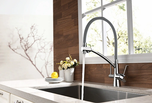 Смеситель для кухни с подключением к фильтру Lemark Comfort хром/серый LM3071C-Gray